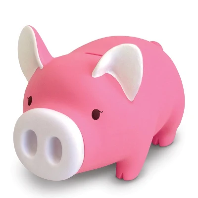 Kunststoff-Sparschwein in Geschenkbox zur Münzgeldaufbewahrung für den Kindergeburtstag