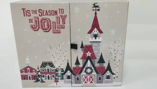 Kundenspezifische Geschenkbox aus Karton mit weihnachtlichem Kalender, die zum Öffnen der Blindbox verwendet wird