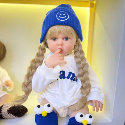 Volle weiche Silikon Körper Reborn Baby Mädchen Puppe 55 cm 22 Zoll lebensechte lange Haare realistische Prinzessin Kleinkind Bebe Geburtstagsgeschenk