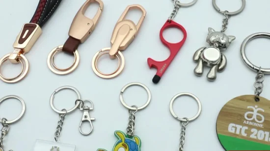 Benutzerdefinierte Logo Souvenir Schlüsselanhänger Zubehör Cartoon Animation PVC Leder Acryl Metall Schlüsselanhänger
