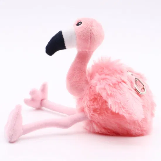 Großhandel Lebensechte Tier Plüschtiere Rucksack Clip Flamingo Rosa Vögel Schlüsselbund Schlüsselanhänger für Tasche 12 cm Weiche Angefüllte Schlüsselanhänger