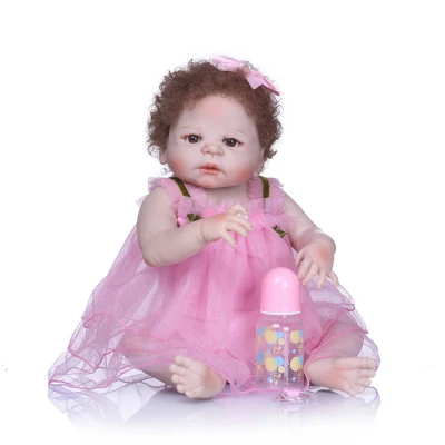 22 Zoll 55 cm realistische Stoffkörper weiche Silikon Baby Reborn Mädchen Puppe für Kleinkind Geburtstag Weihnachtsgeschenke