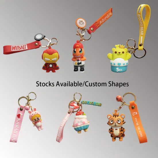 Großhandel mit 3D-Cartoon-Anime-Figuren-Schlüsselanhängern mit PVC-Silikonband, individuellem Logo-Design in großen Mengen für Ladegerät, Taschenlampen-Zubehör, Werbegeschenke